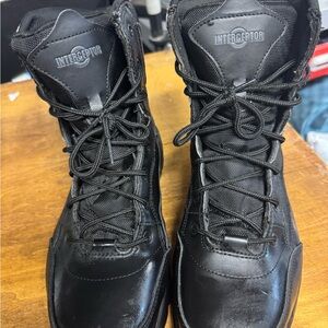 Black Tactical Boots with Lace-Up Design and Padded Ankle